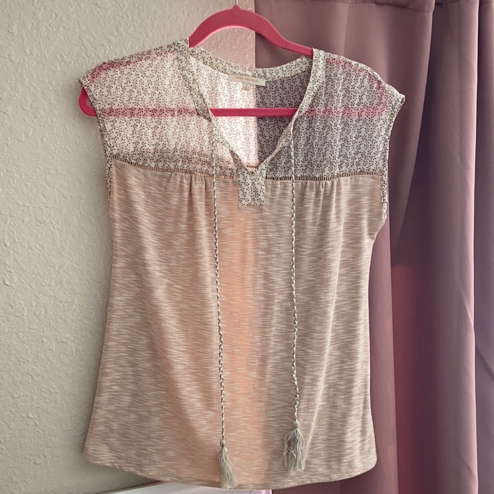Light pink/tan blouse with tassels